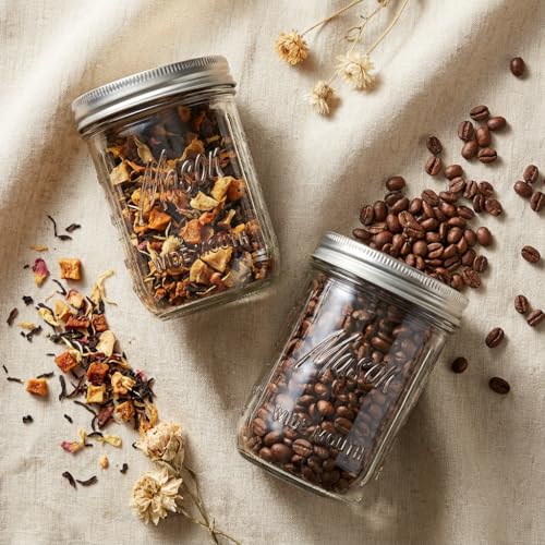 WELLIFE Clear 16oz Mason Jars 12 Pack with Lids - Wide Mouth Food Storage & Canning Containers