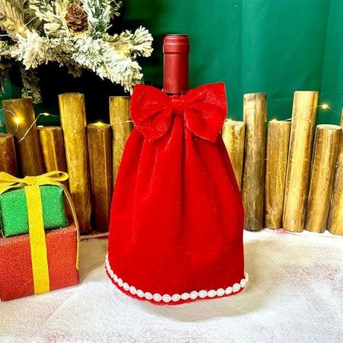 Red Velvet Wine Bottle Cover for Christmas Valentine's Day Party Decor