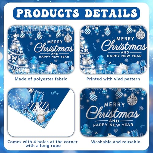 Blue & Silver Christmas Banner Decorations for Indoor Holiday Parties