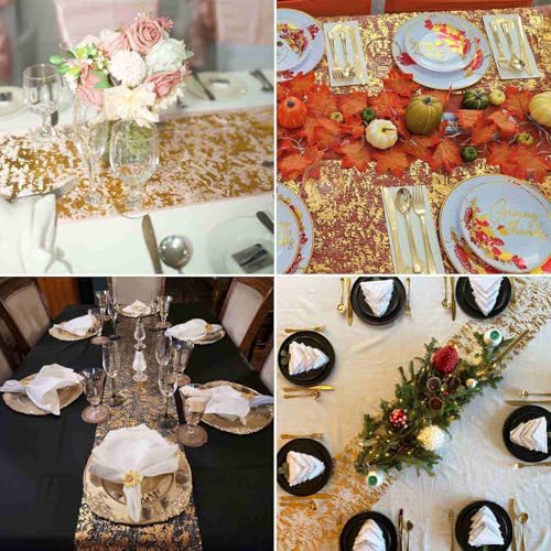 Gold Table Runner Roll 5 Yards Sequin Glitter Mesh for Wedding & Party Decor