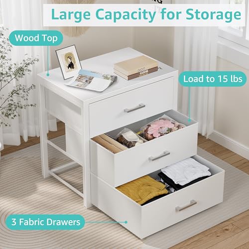 White Fabric Closet Drawers 3-Drawer Storage Organizer - L Size