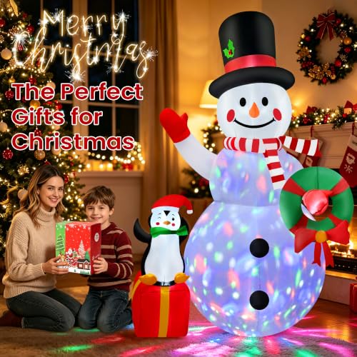 8FT Inflatable Snowman Christmas Yard Decor with LED Lights