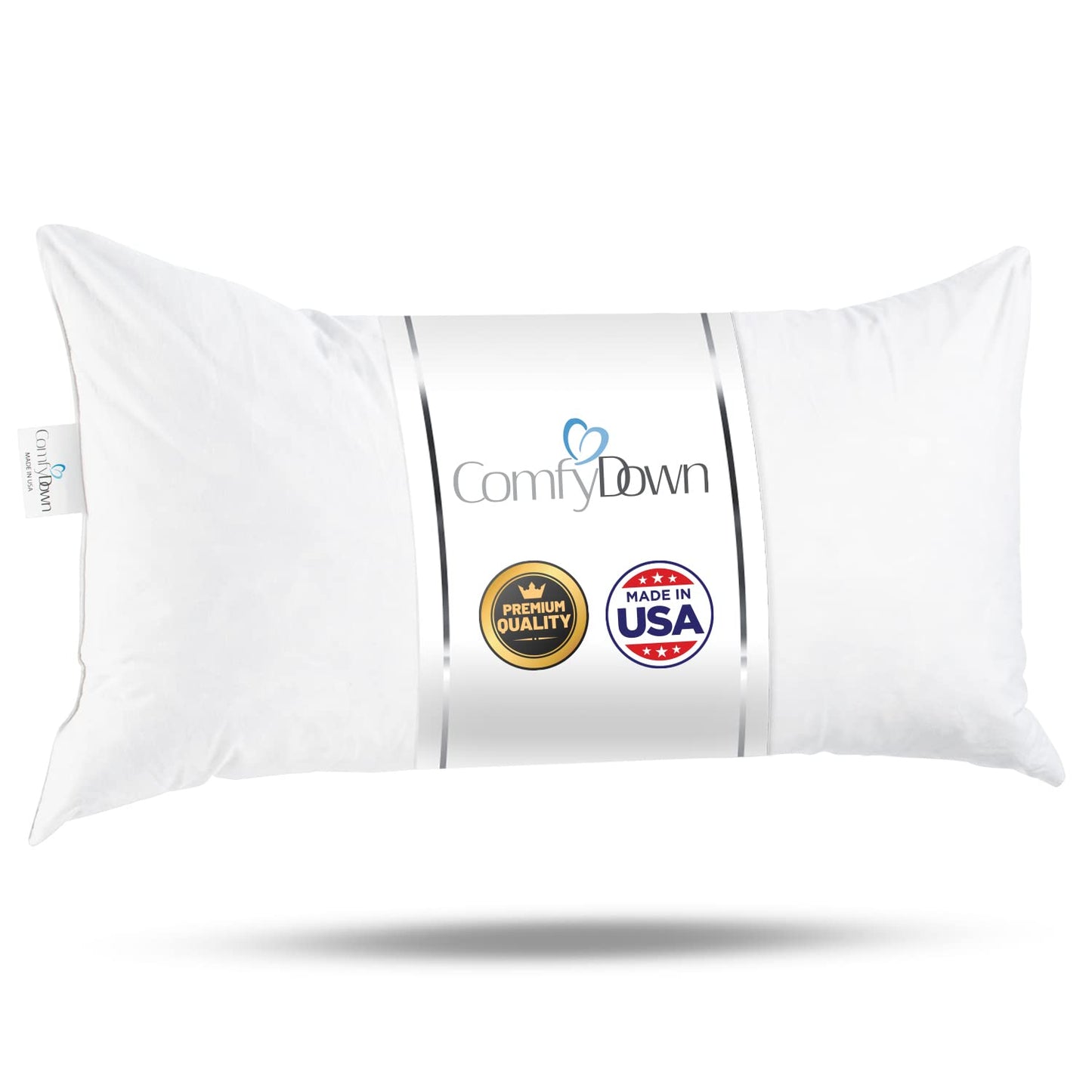 ComfyDown Decorative Throw Pillow Insert, Down and Feather Fill, 100% Cotton Cover, 233 Thread Count - Made in USA (12 X 16)