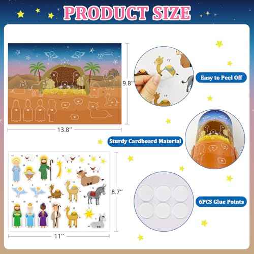 Nativity Sticker Advent Calendar for Kids Christmas Advent Calendar Religious Christian Advent Calendars Christmas Countdown Calendar Decor Nativity Scene Advent Calendar for Kids Gifts