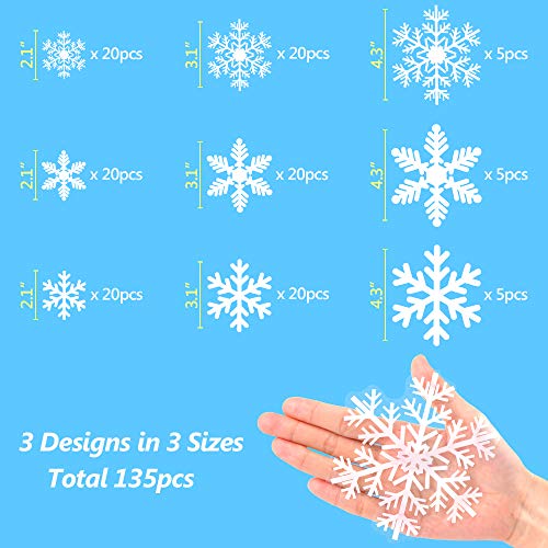 LUDILO 135Pcs Christmas Window Clings Snowflakes Window Decals Static Window Stickers for Christmas Decorations Windows D?cor Ornaments Xmas Party Supplies Thanksgiving Party D?cor