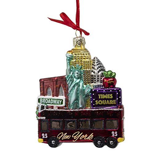 Kurt S. Adler 4.75-Inch Glass New York Bus Ornament