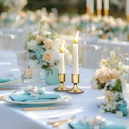 Gold Taper Candle Holders Set of 2, Gold Candlestick Holders,Vintage Metal Candle Stick for Dinner Room Table Centerpiece or Mantel Wedding Christmas Birthday Party Party