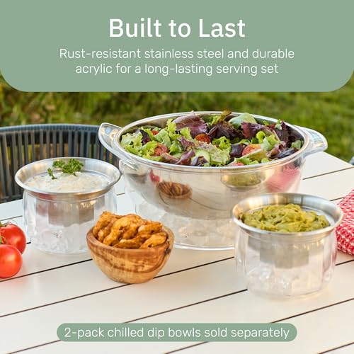Useful Co. 5 Quart Chilled Salad Serving Bowl with Ice Chiller & Lid