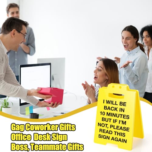MBL Funny Office Desk Sign - Out to Lunch Be Right Back, Gag Fun Office Desk Signs Cubicle Decor White Elephant Stocking Stuffers Christmas Xmas Holiday Gift for Coworker Teammate Employee Boss