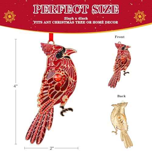 WhatSign Cardinal Christmas Ornaments - Metal Red Ornament for Christmas Tree Party Decor Bird Hanging Keepsake Gifts for Women