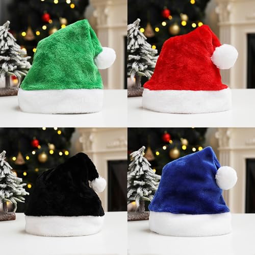 Yellow Variation Santa Hats with White Cuffs, Short Plush Christmas Costume Hats