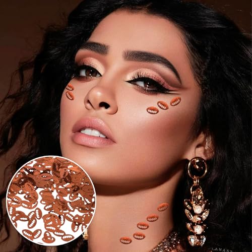 15 Grams Glitter Football Confetti, Sparkle Rugby Ball Shaped Rave Confetti for Parties, Festivals, Nail Body Decoration Accessories (Brown)
