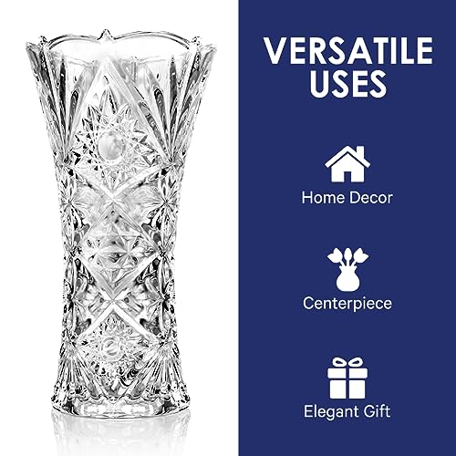 CS Crystal Vase 12-inch Cylinder Sunshine Design - Elegant Flower & Decor Gift