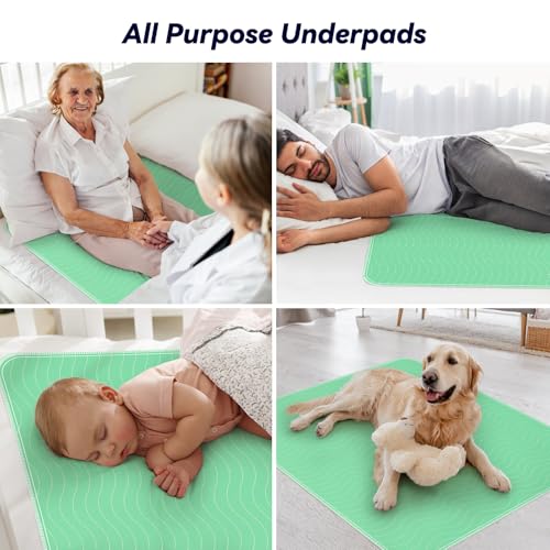 Fygrip 6 Pack 36x36 Waterproof Washable Bed Pads Extra Heavy Absorbency