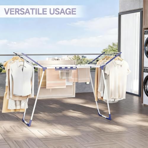 Clothes Drying Rack with 4 Foldable Wings, Large Space Indoor Outdoor