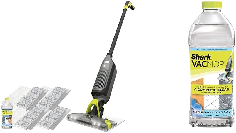 Shark VACMOP Pro Cordless Hard Floor Cleaner - Vacuum & Spray Mop with Multi-Surface Cleaner Refill & 4 Pads