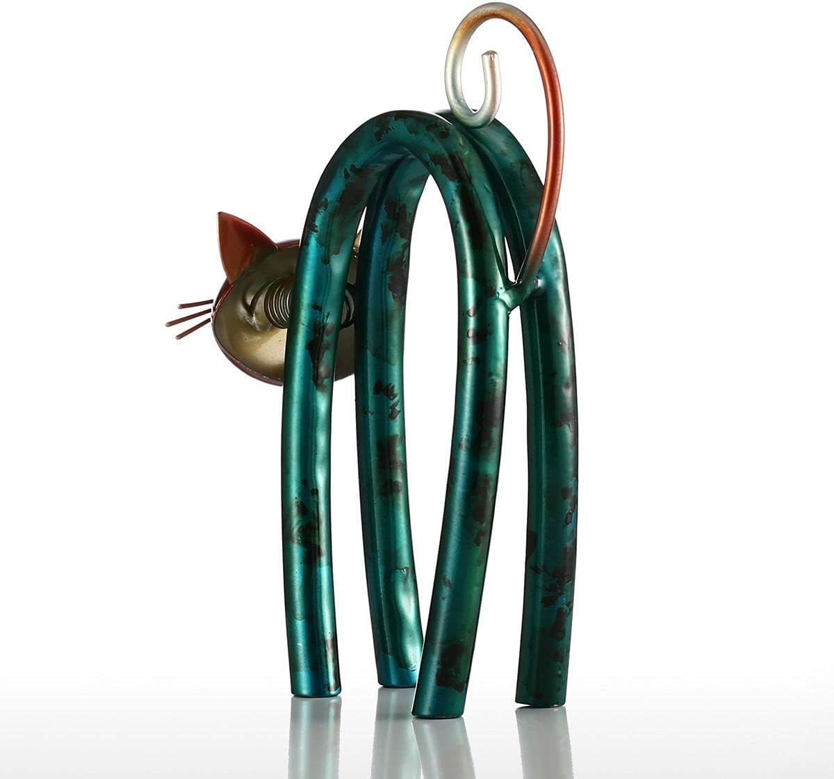 Modern U-Shaped Cat Metal Sculpture - Unique Cat Figurine for Home & Office Decor, Perfect Gift for Cat Lovers
