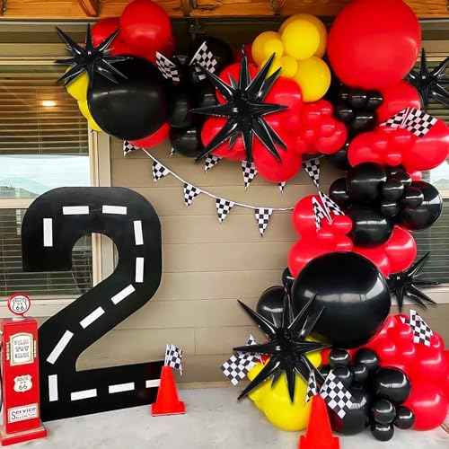 TONIFUL 4 Pcs 22inch 4D Huge Black Star Balloons Explosion Star Mylar Foil Balloons for Party Supplies Backdrop Christmas,New Year,Birthday,Halloween, Wedding,Photo Booth Ornament