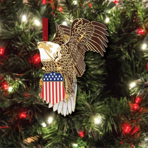 Beacon Design Bald Eagle 3D Brass Ornament - Patriotic Christmas & Year-Round Decor, Made in USA