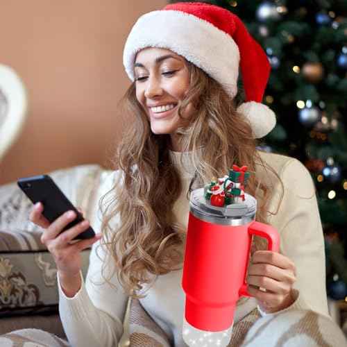 Mity rain Christmas Cup Accessories for Stanley Cup 30oz 40oz,Including Boot, Silicone Straw Topper Cover Cap, Lid Charms for H2.0 Tumbler (Gift Box 40 oz)