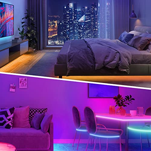 KSIPZE 200ft RGB Music Sync LED Strip Lights with App & Remote, Color Changing, Bluetooth, Flexible Home Decor