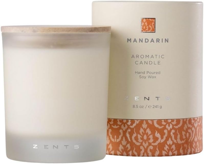Zents Scented Soy Wax Candle (Earth - Sandalwood & Fir Needle), Large Jar Single Wick, Uplifting Home Decor Accent, 8.5 oz