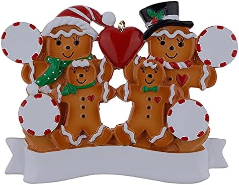 Personalized Gingerbread Family of 6 Christmas Ornaments - Unique Keepsake Gifts