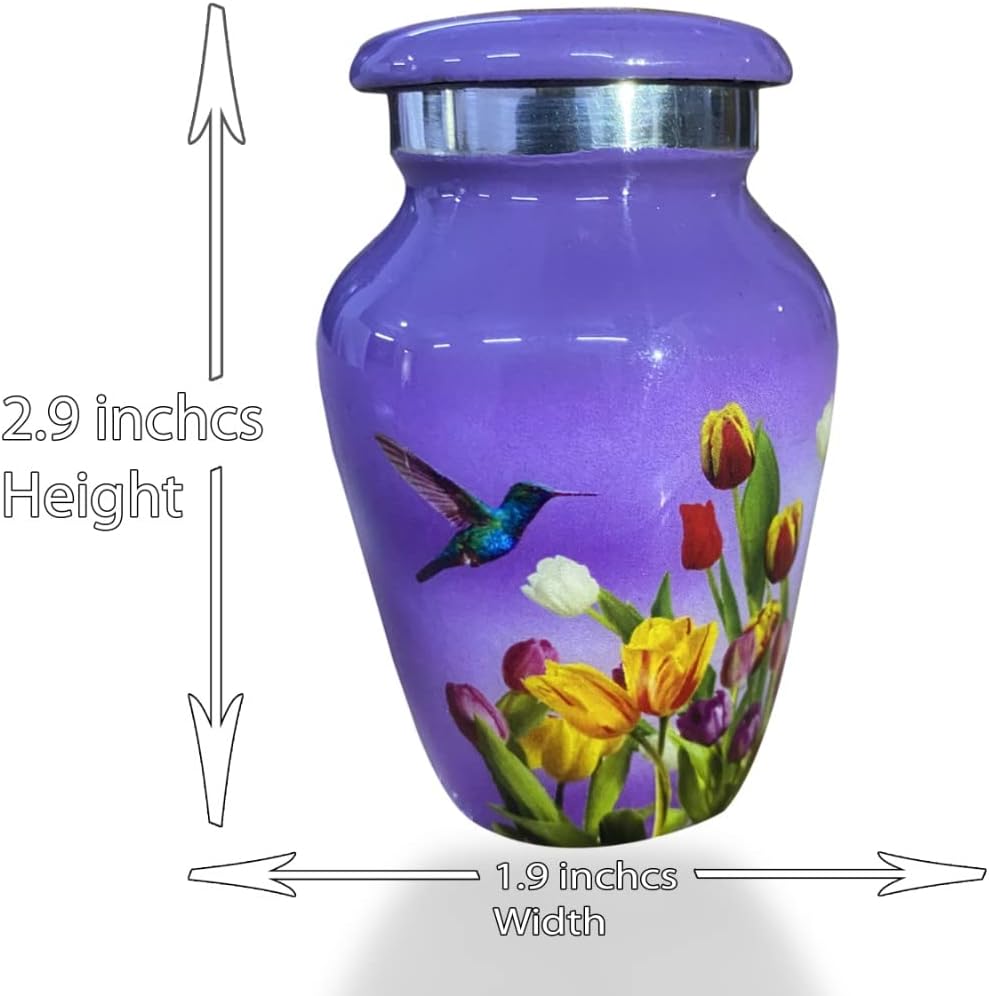 BOLD & DIVINE Adult Purple Hummingbird Cremation Urn | Human Ashes Adult Memorial urn, Burial, Funeral Cremation Urns | 200 Cubic Inches (Large Adult)