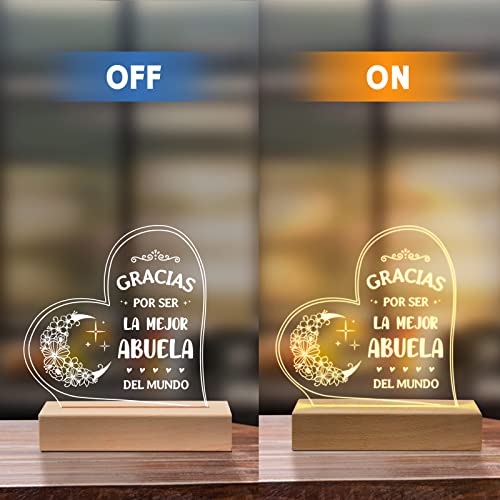Abuela Gifts Christmas, Birthday Gifts for Grandma in Spanish, Regalos para Abuela Engraved Acrylic Night Light, Spanish Grandma Birthday Gifts, Mothers Day Gifts for Abuela from Grandchildren