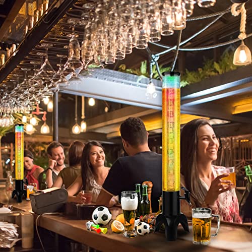 3L Beer Giraffe Tower Dispenser with Ice Tube, LED Light & Brush - 2 Pack