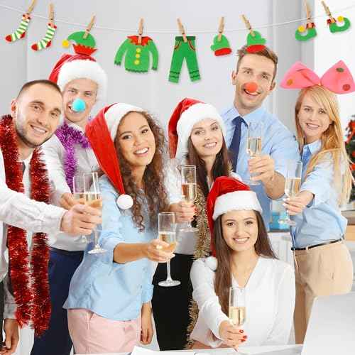 Christmas Elf Clothesline Banner - 23P Elf's Laundry Line Decor, Merry Christmas Bunting Garland Felt Gathering Hanging Accessories for Xmas Party Home Door Fireplace Office Indoor Outdoor