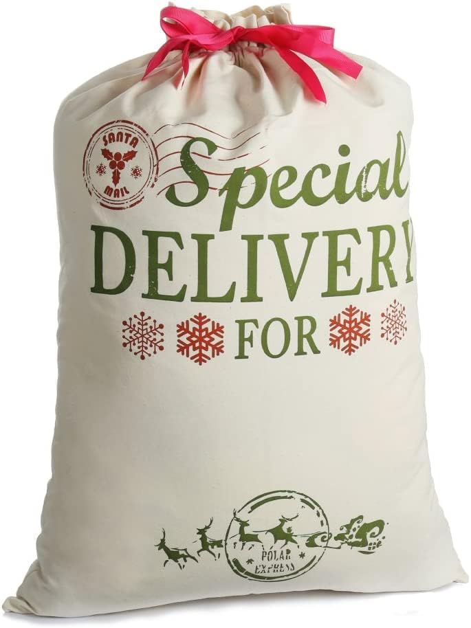 Extra Large Burlap Santa Sacks for Christmas Gifts - 19.7" x 26.8" Drawstring Holiday Bags for Kids & Decorations