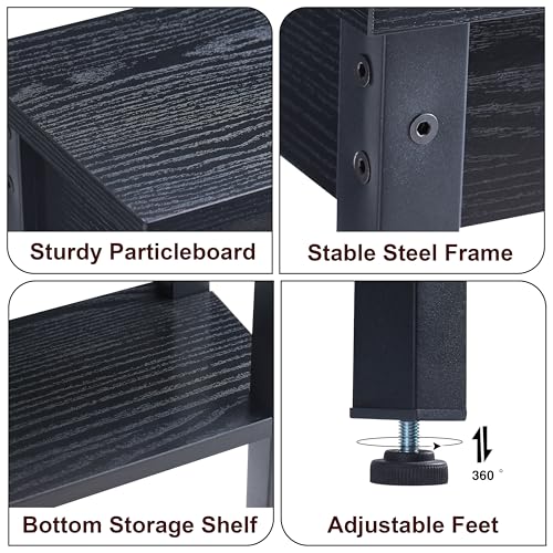 Black Small Entryway Console Table with Shelf - Narrow Tall Sofa & Kitchen Storage Stand
