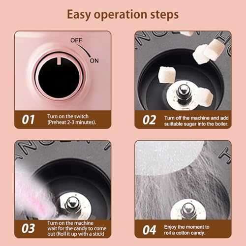 Mini Cotton Candy Machine for Kids & Family with 10 Sticks & Sugar Scoop