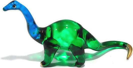 Miniature Blown Glass Brontosaurus Figurine - 2.5" Jurassic Collectible Decor