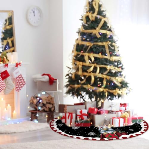 48in Christmas Tree Skirt for Farmhouse Gnome Decorations - Holiday Decor