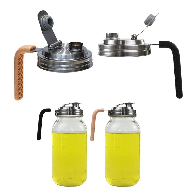 Stainless Steel Mason Jar Lids with Rubber Gasket and Handle,Mason Jar Lids for Wide Mouth,Bottle Cover for Cold Brew Grain Screw Cans Caps (Jars Not Included) (2)