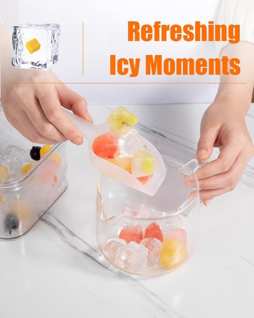 Brigii Ice Cube Tray - Stackable Silicone Mold with Lid & 56 Easy-Release Cubes for Drinks