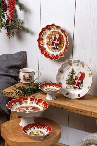Villeroy & Boch Toy's Fantasy Christmas Collection Footed Pastry Plate 9.5x4.75in, Colorful, 25x25x12.5cm