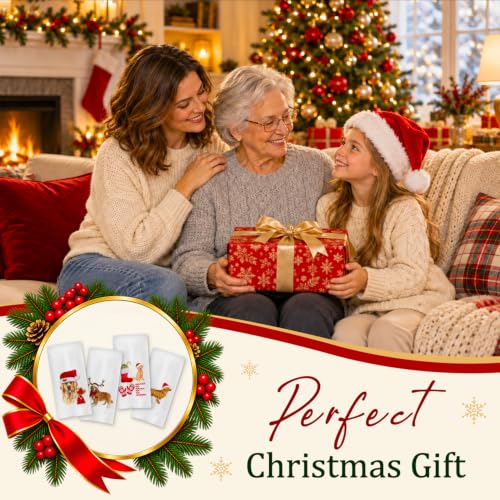 GCFET Golden Retriever Christmas Dish Towels Set of 4 - 16x24 Home Decor Tea Towels