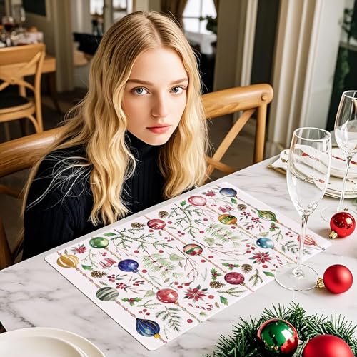 Christmas Placemats Set of 50 - Holiday Table Decor for Xmas Dinner