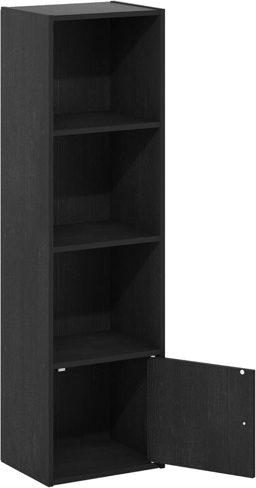 Furinno Luder Bookcase - Stylish Blackwood Shelf with 1 Door Storage Cabinet