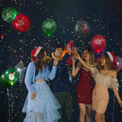 100 PCS Light Up Balloons Set, 50 PCS 12 Inch Ballons & 50 PCS Led Balloon Lights, Christmas Balloon Decorations, Glow in the Dark for Christmas Holiday Party Decoration