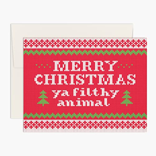 Palmer Street Press Merry Christmas Ya Filthy Animal Holiday Card - Single Boxed Card USA