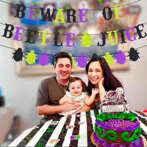 Beetle Birthday Party Banner Decorations, Halloween Christmas Glitter Beetle Themed Party Banner Supplies, Xmas Birthday Baby Shower New Year Holiday Party Banners Decor