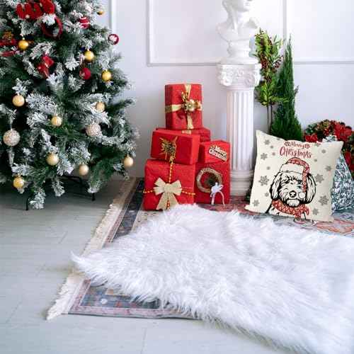 Christmas Pillow Covers 18x18 Inch Golden Doodle Dog Throw Pillow Covers Xmas Winter Pillowcase Dog Christmas Decorations for Living Room Farmhouse Cushion Case