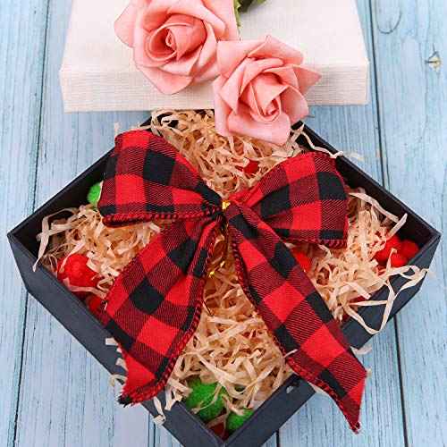 Aneco 16 Pieces Small Christmas Bows 5 x 4 Inches Red and Black Buffalo Plaid Bows Xmas Hanging Ribbon Bows for Christmas Tree Home Decor