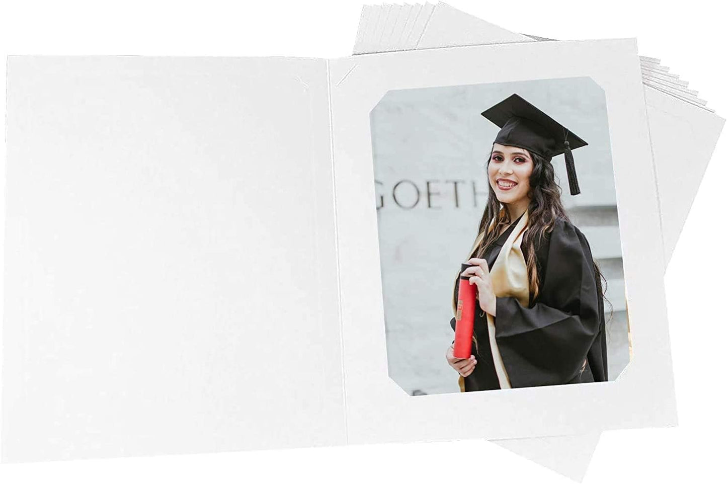 Golden State Art, Pack of 100, 6x8 or 8x10 Photo Folders, Cardboard Picture Frame, Paper Frame Cards, Greetings/Invitation Special Events: Graduation, Christmas, Wedding(Ivory)