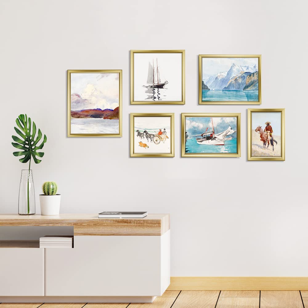 LaVie Home 4x6 Picture Frames (12 Pack, Gold) Simple Designed Photo Frame with High Definition Glass for Wall Mount & Table Top Display, Set of 12 Classic Collection