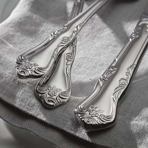 Oneida Azalea 20-Piece Flatware Set for 4 - Floral Fiddle Back Design
